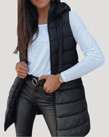 Martina | Winter Steppweste für Damen mit Kapuze in Schwarz