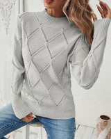Sirinia – Strickpullover mit Rundhalsausschnitt in Grau