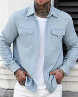 Zeynal - Lässiges Jeans Hemd in Himmelblau