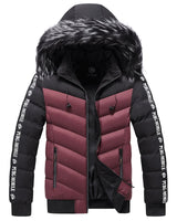 Herren Steppjacke mit Kunstfellkapuze - Elian in Rot
