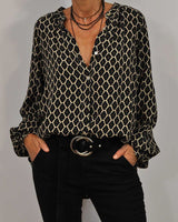 Edwina | Geometrische Bluse in Schwarz