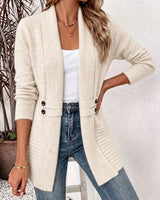 Linsey - Elegante Strick Jacke Mit Offener Vorderseite in Aprikose