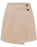 Damen asymmetrischer Rock aus Veloursleder in Beige