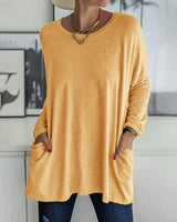 Margot | Tunika-Länge Seitentaschen Top in Orange