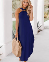 Jezrah - Halter Breeze Kleid in Marineblau