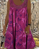 Samudri - Lockeres Armelloses Maxi Kleid Mit Rundhalsausschnitt in Rosa