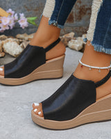Aurora | Orthopädische Keilsandale für Damen in Schwarz