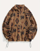 Esra – Langärmelige Jacke Mit Geometrischem Muster in Braun