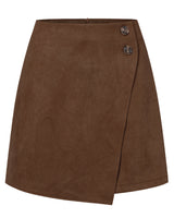Damen asymmetrischer Rock aus Veloursleder in Braun