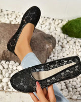 Jessamine | Atmungsaktive Mesh Spitze Vintage-Ballettflaschen in Schwarz