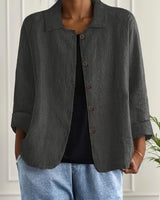 Athena | Rundhals Kurzarm Top in Dunkelgrau