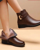 Edith | Damen Freizeitstiefeletten mit Schnalle und Fellfutter in Braun
