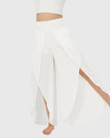 Magdalena | Damen Weit geschnittene Boho-Hose mit Schlitzdesign in Weiß