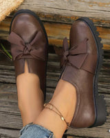 Nargiza - Elegante Loafer Mit Schleife Runder Zehenpartie Und Klobiger Sohle in Dunkelbraun