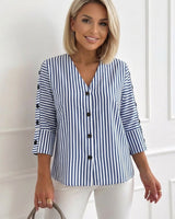 Eleesa – Bequeme Gestreifte Bluse in Blau