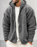 Kapuzenjacke aus Thermofleece - DAVIS in Dunkelgrau