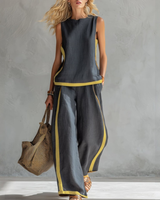 Leila | Elegantes Zweiteiliges Set mit Modernem Touch in Grau