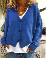 Strickjacke für Damen, Dicker Strick und lässiger Schnitt - Elvarine in Blau