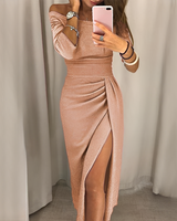 Cristy - Schickes schulterfreies Damenkleid in Beige