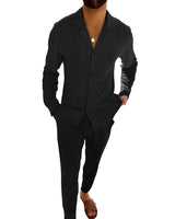 Hadrien - Männer-Set mit Langarmhemd und Hose in Schwarz
