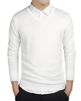 Tom - Komfortabler V-Ausschnitt-Pullover in Weiß