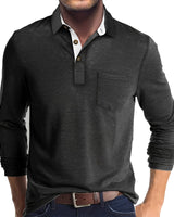 Marty - Komfortables Herren-Poloshirt mit langen Ärmeln in Dunkelgrau