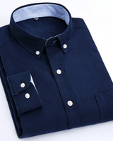 Edison - Premium-Langarmhemd mit Knopfleiste in Marineblau