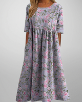 Gail – Florales Damen Maxikleid in Staubiges Flieder