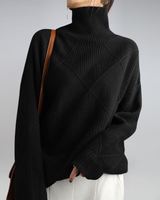 Camille - Eleganter Rollkragenpullover in Schwarz