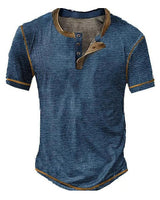 Lässiges Henley Oberteil Im Retro Farbblock Stil für Herren in Marineblau 2