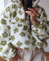 Daisy | Fleece Varm Bloom in Grünlich-weiß