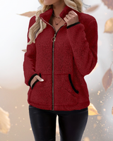 Yaraa - Warme Fleece Jacke Mit Langen Ärmeln in Burgund