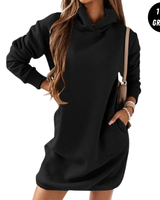 TESS – Herbst Kapuzenkleid in Schwarz