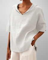 Alissa - Lässige, Locker Sitzende Bluse in Weiß