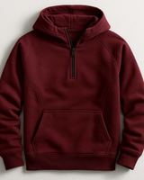 Kennet – Langarm-sweatshirt MIT Kapuze Und Viertelreißverschluss in Burgunderrot