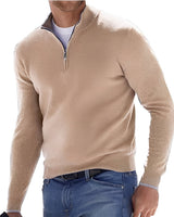 Nash - Freizeitpullover mit halbem Reißverschluss in Khaki