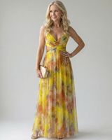 Isel | Soft Wrap Maxikleid in Gelb