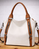 Damen Alltag Handtasche aus Kunstleder in Beige