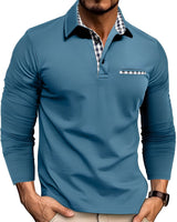 Jerome - Komfortables Langarm-Poloshirt in Hellblau