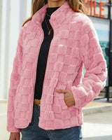Valentine - Karierte Winterjacke für Damen in Rosa