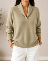 Samilla – Langarmpullover Mit V-ausschnitt in Khaki