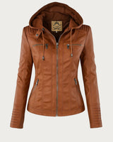 Monika™ | Robuste und elegante Lederjacke in Hellbraun