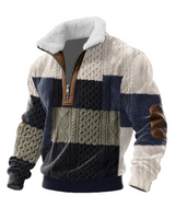 Tobias | ThermoSoft Fleecepullover mit Stehkragen in Schwarz/Blau