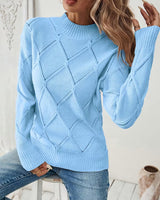 Filisha – Strick Pullover Mit Rundhalsausschnitt in Himmelblau