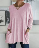Margot | Tunika-Länge Seitentaschen Top in Rosa