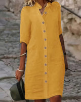 Keiniza – Kurzarm-Hemd Kleid in Orange