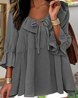 Garbine – Elegante Bluse Mit Rüschen Am Ausschnitt in Grau