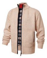 Strickjacke mit Reißverschluss und Stehkragen – Joshua in Beige