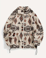 Esra – Langärmelige Jacke Mit Geometrischem Muster in Aprikose