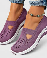 Regine | Damen Slip-On Atmungsaktive Mesh-Walking-Sneaker in Lila